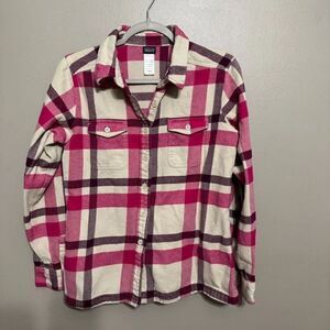Patagonia pink cream plaid button up size small